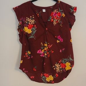 Old Navy Burgundy Floral Shirt